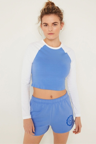 Victoria's Secret Long Sleeve Crop T-Shirt Azules | 807395XEU