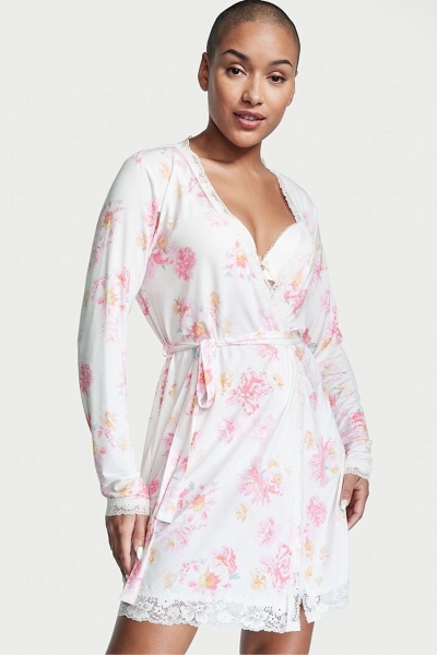 Victoria's Secret Modal Corta Long Sleeve Robe Negras | 194730BPI