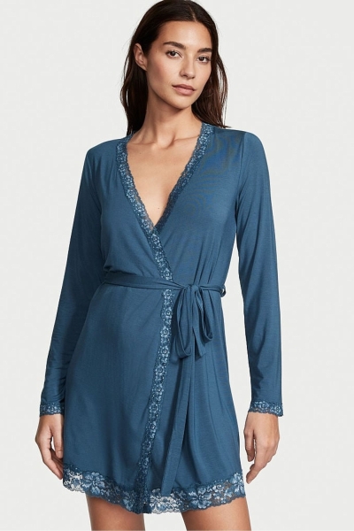 Victoria's Secret Modal Encaje Trim Robe Azules | 523409NCQ