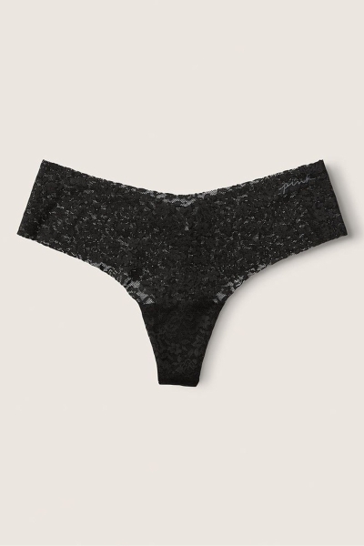 Victoria's Secret No-Show No Show Tanga Encaje Panties Negras | 756320TLU