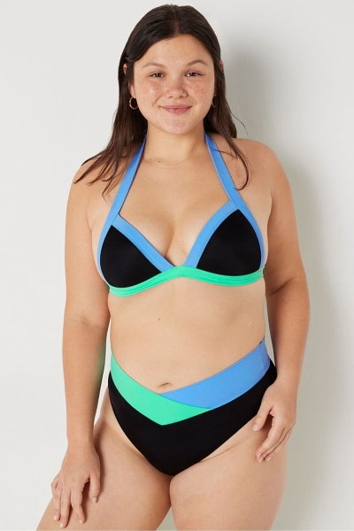 Victoria's Secret Push Up Triangle Halterneck Bikini Top Azules | 521860TCM