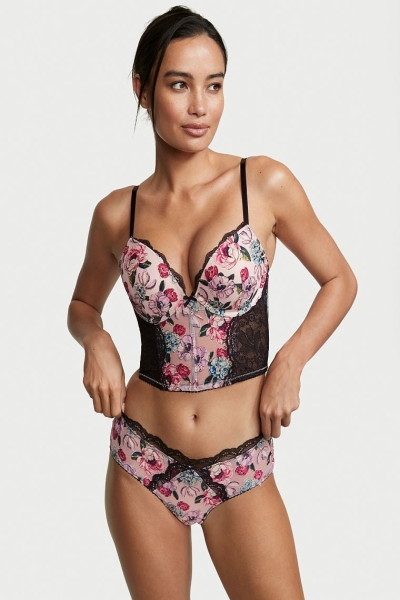 Victoria's Secret Rose Embroidered Push-Up Bra Top Rosas | 361029DGO