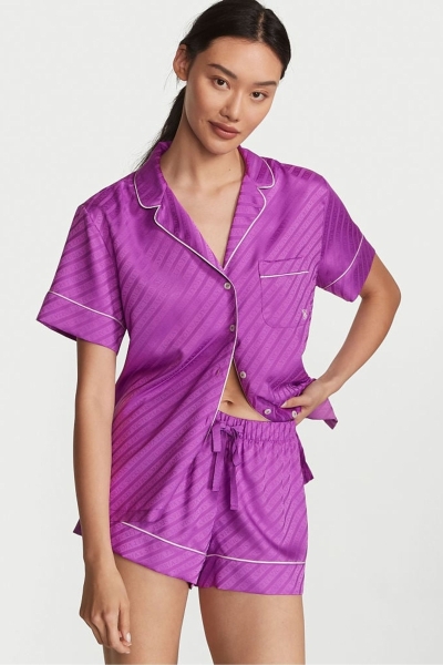 Victoria's Secret Satin Corta Pyjamas Moradas | 365140CQP