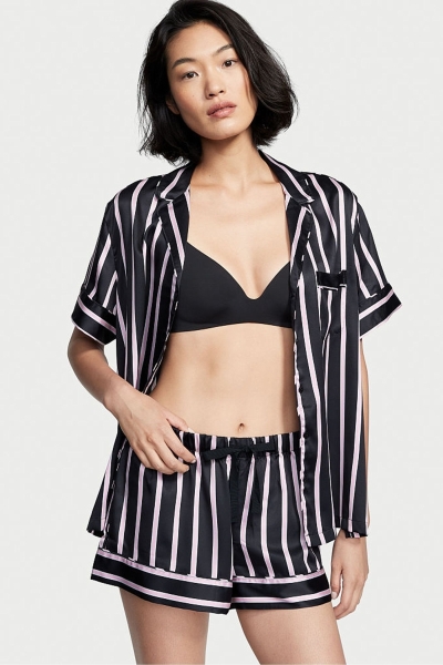 Victoria's Secret Satin Corta Pyjamas Negras | 590723YXH