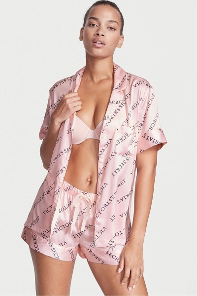 Victoria's Secret Satin Corta Pyjamas Rosas | 634872EVA