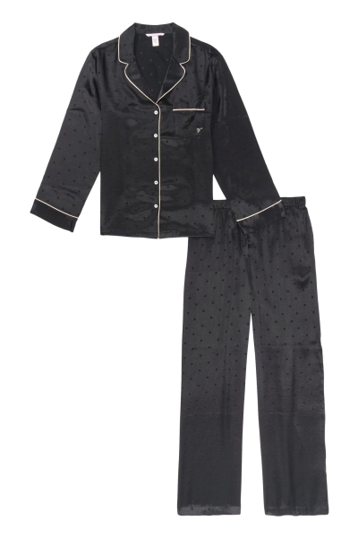 Victoria's Secret Satin Long Pyjamas Negras | 641503OQM