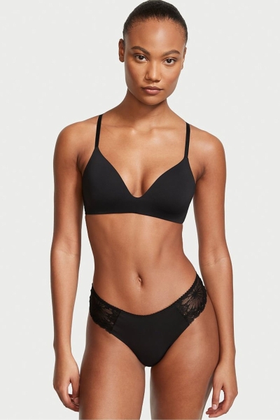 Victoria's Secret Sexy Illusions by No Show Tanga Panties Negras | 456039GHW