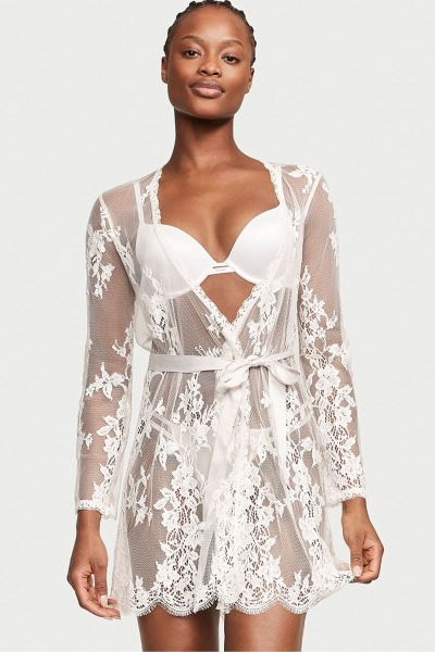 Victoria's Secret Sheer Encaje Robe Blancas | 238194MZI