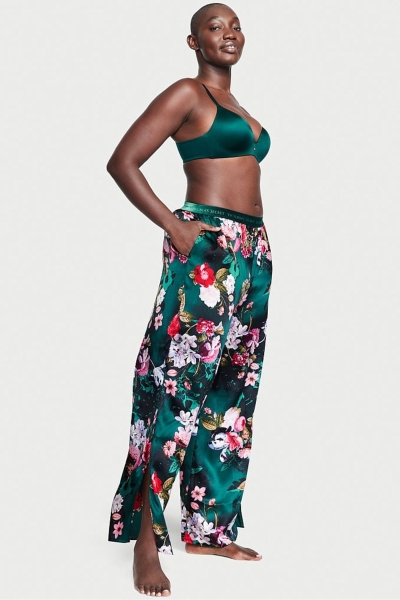 Victoria's Secret Silk Floral Pyjama Bottoms Verde | 841270ZEC