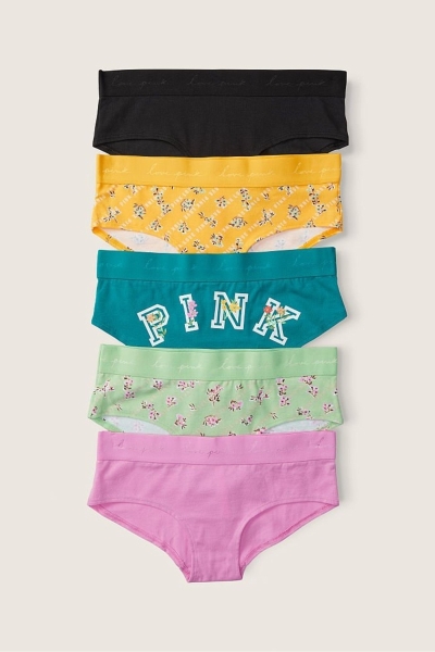 Victoria's Secret Stretch Algodon Algodon Hipster Panties 5 Pack Black/Pink/Green/Orange | 630742RKN