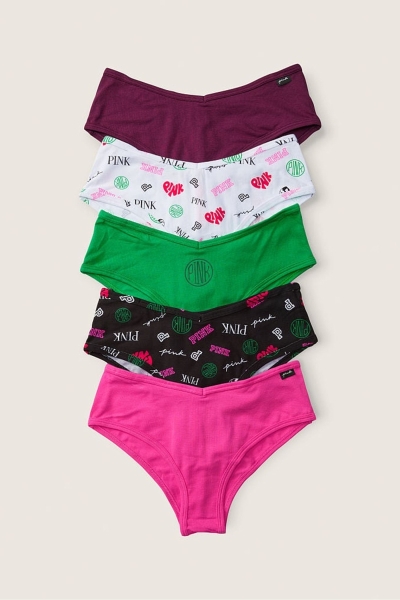 Victoria's Secret Stretch Algodon Algodon Cheeky Panties 5 Pack Rosas | 863452BEK