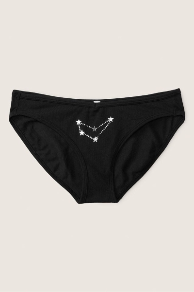 Victoria's Secret Stretch Algodon Astrology Algodon Bikini Panties Negras | 985723OBX