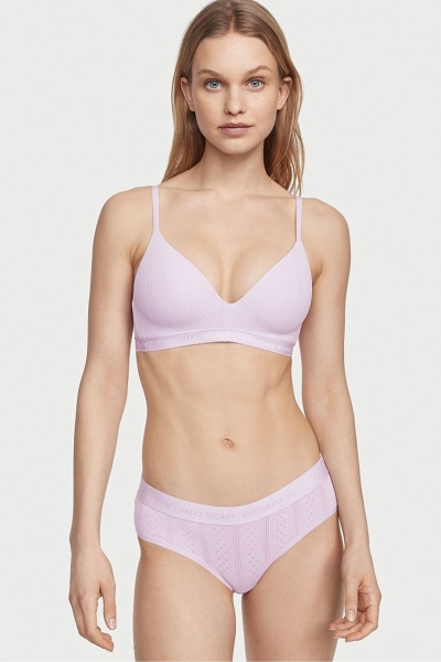 Victoria's Secret Stretch Algodon Logo Cintura Pointelle Hipster Panties Moradas | 526107SIE