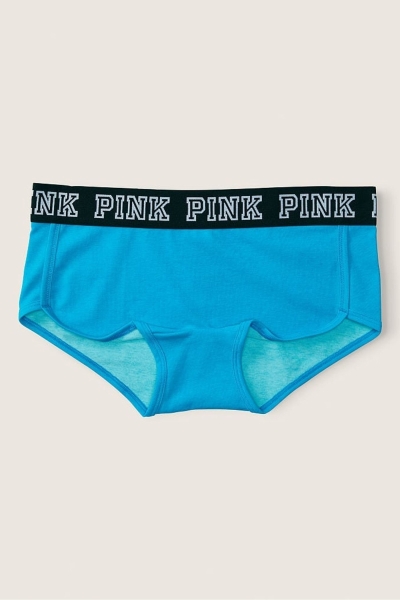 Victoria's Secret Stretch Algodon Logo Corta Panties Azules | 580312ENH