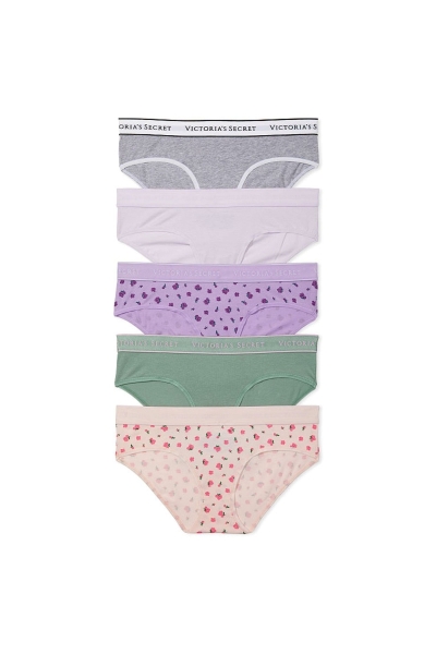 Victoria's Secret Stretch Algodon Logo Hipster Panties 5 Pack Rosas | 836709PZJ