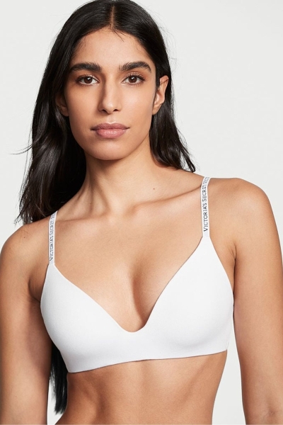 Victoria's Secret The T-Shirt Non Wired Logo T-Shirt Bra Blancas | 067481IMN