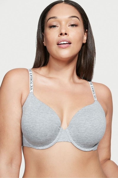 Victoria's Secret The T-Shirt Push Up Logo Correa Bra Gris | 209815OVX