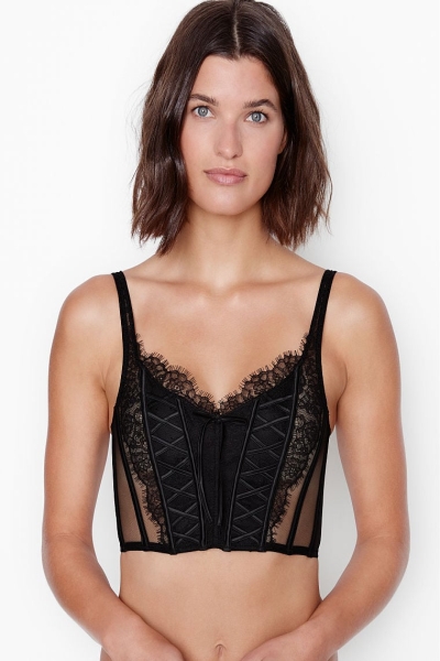 Victoria's Secret Unlined Encaje-Up Corset Top Negras | 759126NEB