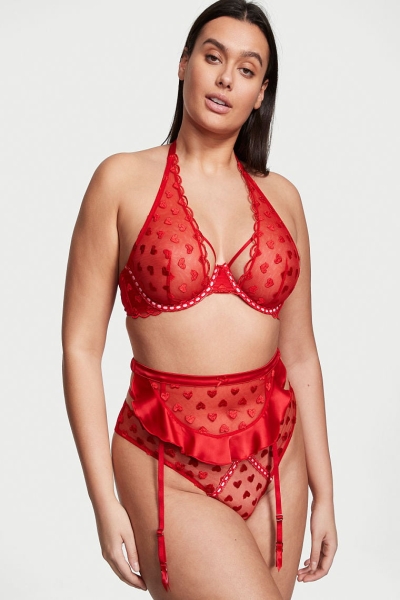 Victoria's Secret Unlined Heart Embroidery Halter Bra Rojas | 209784LAK