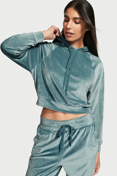 Victoria's Secret Velour Lounge Zip Up Hoodie Verde | 342957SMP