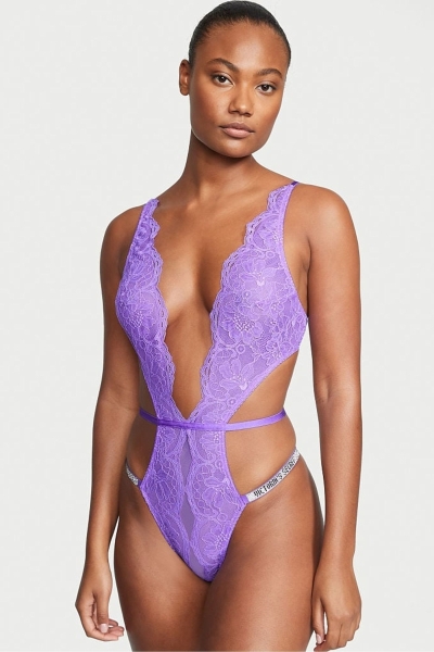 Victoria's Secret Very Sexy Shine Correa Encaje Crotchless Bodysuit Rosas | 513209JTI