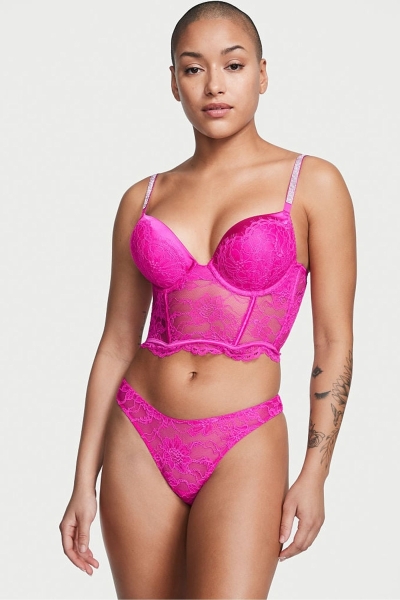 Victoria's Secret Very Sexy Shine Correa Cutout Back Tanga Panties Fucsia Rosas | 564389OJI