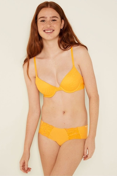 Victoria's Secret Wear Everywhere Encaje Push Up T-Shirt Bra Amarillo | 310674FQM