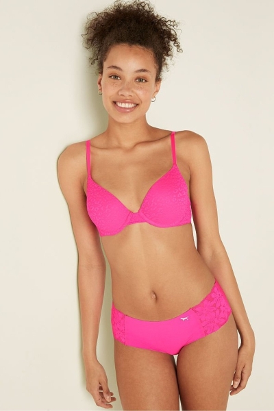 Victoria's Secret Wear Everywhere Encaje Push Up T-Shirt Bra Rosas | 849371GFT