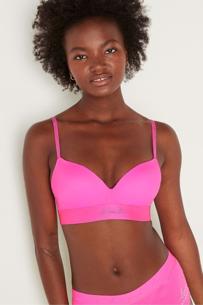 Victoria's Secret Wear Everywhere Smooth Shine Correa Non Wired Push Up T-Shirt Bra Rosas Rosas | 547068VXC