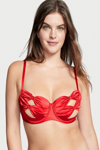 Victoria's Secret Wicked Peekaboo Cup Bow Balconette Bra Lipstick | 469287XLO